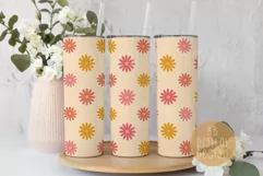 Daisy Flowers 20oz Skinny Tumbler Wrap Sublimation Design Product Image 2