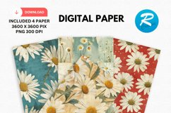 Vintage Daisy Flower Digital Paper, Daisy Flowers Background Product Image 1