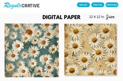 Vintage Daisy Flower Digital Paper, Daisy Vintage Background Product Image 1