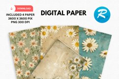 Vintage Daisy Flower Digital Paper, Daisy Flowers Background Product Image 1