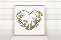 Daisy Wildflower Heart Wreath Flower Graphic Clipart PNG Product Image 2