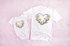 Daisy Wildflower Heart Wreath Flower Graphic Clipart PNG Product Image 3