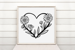 Daisy Wildflower Heart Wreath Flower Graphic Clipart PNG Product Image 2