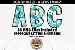 Blue Daisy Doodle Alphabet Numbers | White Daisy PNG Letters Product Image 5