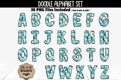 Blue Daisy Doodle Alphabet Numbers | White Daisy PNG Letters Product Image 2