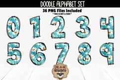 Blue Daisy Doodle Alphabet Numbers | White Daisy PNG Letters Product Image 3