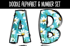 Blue Daisy Doodle Alphabet Numbers | White Daisy PNG Letters Product Image 6