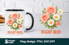 Daisy flower mug wrap | Flower mug background Product Image 1