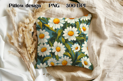 Daisy flower sublimation | Summer floral pillow PNG design Product Image 1