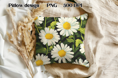 Daisy flower sublimation | Summer floral pillow PNG design Product Image 1