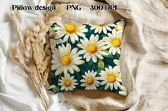 Daisy flower sublimation | Summer floral pillow PNG design Product Image 1