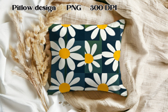Daisy flower sublimation | Summer floral pillow PNG design Product Image 1
