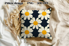 Daisy flower sublimation | Summer floral pillow PNG design Product Image 1