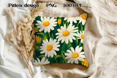 Daisy flower sublimation | Summer floral pillow PNG design Product Image 1