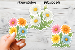 Daisy flower stickers | Printable floral sticker PNG Product Image 1