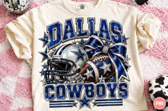 Football Glam PNG | Blue Silver Rhinestone Bow Helmet Game Product Image 1