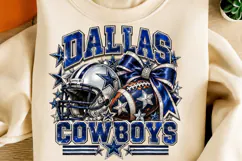 Football Glam PNG | Blue Silver Rhinestone Bow Helmet Game Product Image 2