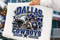 Football Glam PNG | Blue Silver Rhinestone Bow Helmet Game Product Image 3