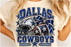 Football Glam PNG | Blue Silver Rhinestone Bow Helmet Game Product Image 4