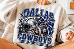Football Glam PNG | Blue Silver Rhinestone Bow Helmet Game Product Image 5
