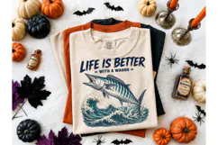 Life Is Better Wahoo Fishing PNG Tee Product Image 1