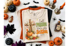Praise Him Every Season Fall PNG Tee Product Image 2