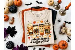Autumn Leaves Coffee Please PNG Tee Product Image 2