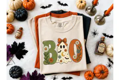 BOO Halloween Ghost Floral PNG Shirt Product Image 1