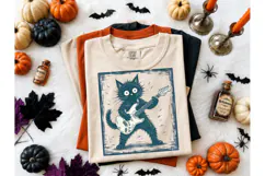 Crazy Black Cat Guitar PNG Shirt Design Product Image 2