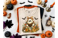 Ghost Reading Book Halloween PNG Tee Product Image 1