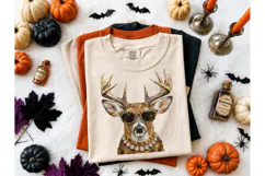 Glamour Deer Leopard Sunglasses PNG Tee Product Image 2