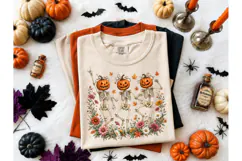 Dancing Pumpkin Skeleton Halloween PNG T Product Image 2