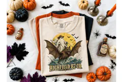 Ghost Cowboy Riding Bat Halloween PNG Product Image 2