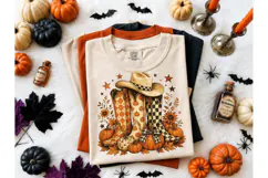 Fall Cowboy Boots Pumpkin PNG Tee Design Product Image 2