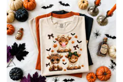 Halloween Highland Cow PNG Fall Tee Product Image 2