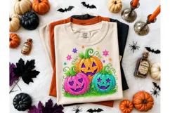 Colorful Halloween Pumpkins PNG Tee Product Image 2