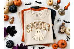 Spooky Ghost Plaid Halloween PNG Tee Product Image 2