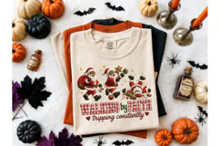 Walking by Faith Santa Christmas PNG Tee Product Image 2