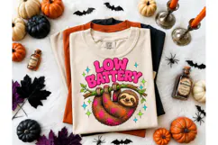Low Battery Sloth PNG Funny Tee Design Product Image 2
