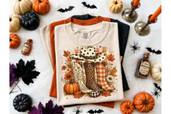 Fall Cowboy Boots Halloween PNG Tee Product Image 2