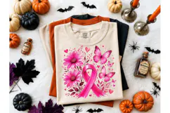 Breast Cancer Awareness Floral PNG Tee Product Image 1