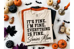 Senior Mom Class 2027 It's Fine PNG Tee Product Image 1