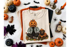 Halloween Pumpkin Head Dog PNG Tee Product Image 2