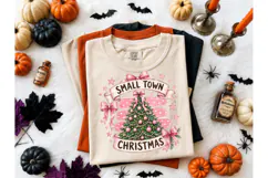 Small Town Christmas Pink Tree PNG Tee Product Image 2