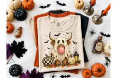 Halloween Highland Cow Ghost PNG Tee Product Image 2