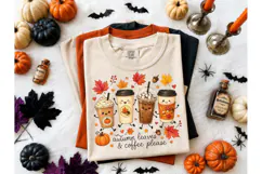 Autumn Leaves Coffee Please PNG Tee Product Image 2