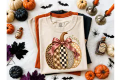 Patchwork Pumpkin Bow Fall PNG Sublimati Product Image 2