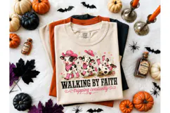 Walking By Faith Funny Cow PNG Tee Product Image 1