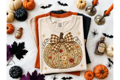Floral Pumpkin Bow Fall PNG Shirt Design Product Image 2