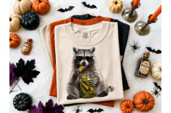 Raccoon Pickle Jar Halloween PNG Tee Product Image 2